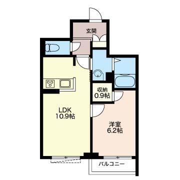 PARTENZA柏中(1LDK/2階)の間取り写真