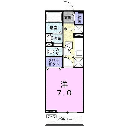 モントシャイン(1K/1階)の間取り写真