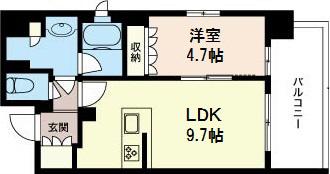 エスティメゾン森下(1LDK/3階)の間取り写真