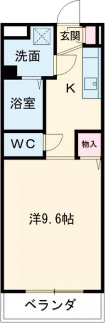 セントリバーヒルズひばりケ丘I(1K/3階)の間取り写真
