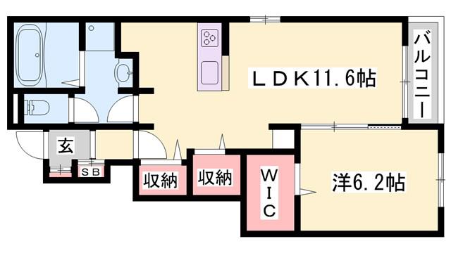 さざんか(1LDK/1階)の間取り写真