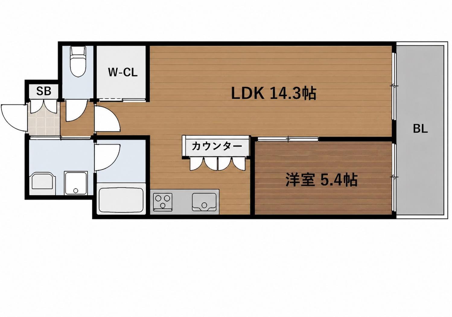 グランカーサ難波元町(1LDK/11階)の間取り写真