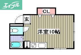 フレール津倉(ワンルーム/3階)の間取り写真