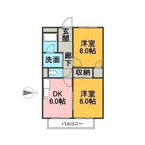 サープラスII里岸(2DK/1階)の間取り写真