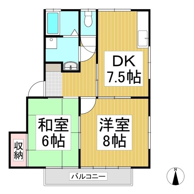 サンビレッジ牧(2DK/1階)の間取り写真