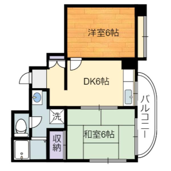 ナカムラハイツ(2DK/4階)の間取り写真
