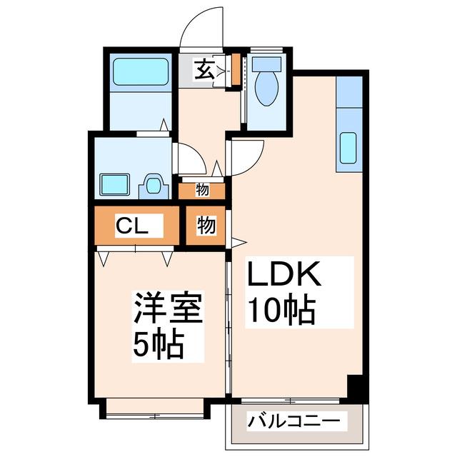 ヘルメス壱番館(1LDK/3階)の間取り写真