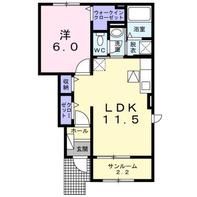 メゾン エトワールII(1LDK/1階)の間取り写真