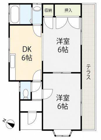 未確認飛行物体(2DK/1階)の間取り写真