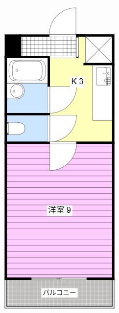ヴィラ楠の宮II(1K/1階)の間取り写真