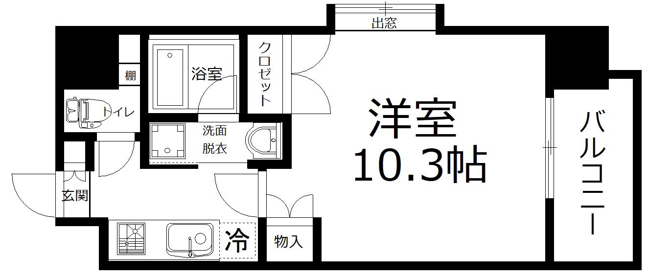 グランツ観音本町(1K/9階)の間取り写真