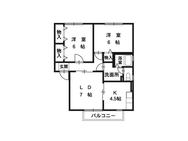 グランドール沢村A棟(2LDK/1階)の間取り写真