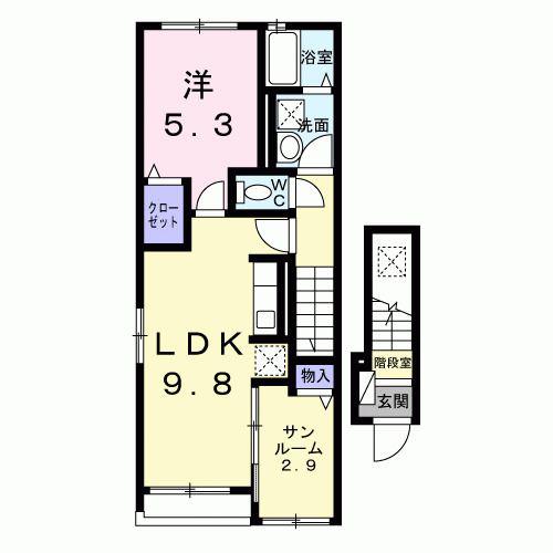 メゾン ド ベル(1LDK/2階)の間取り写真