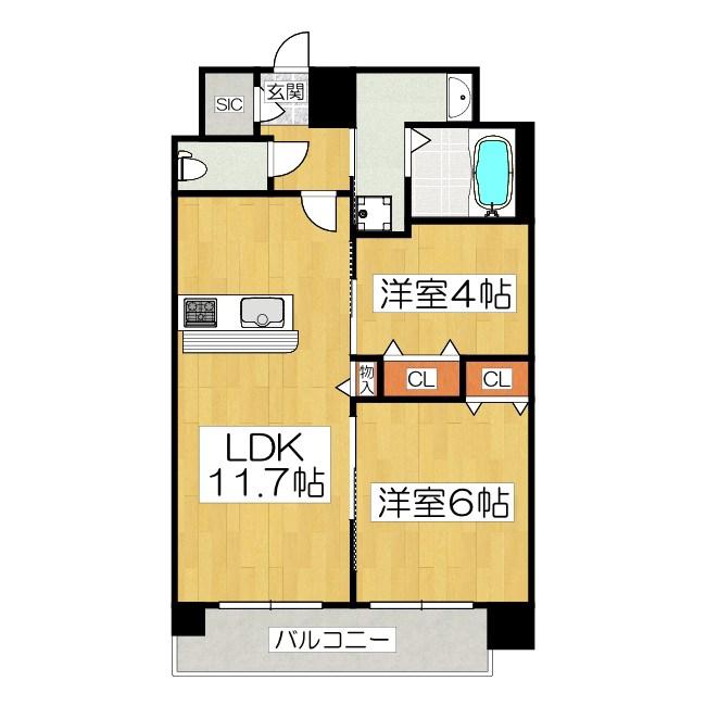 CREST TAPP十条(2LDK/7階)の間取り写真