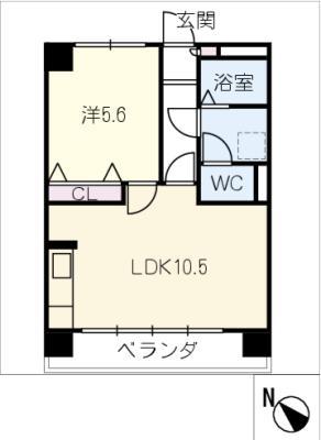 FAMILLEII(1LDK/2階)の間取り写真