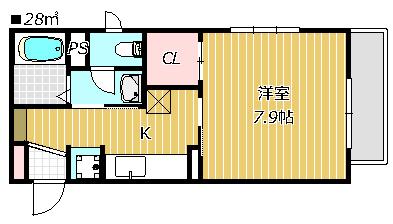 ブルーリッジ(1K/2階)の間取り写真