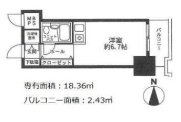 パレドール文京メトロプラザ I(ワンルーム/8階)の間取り写真