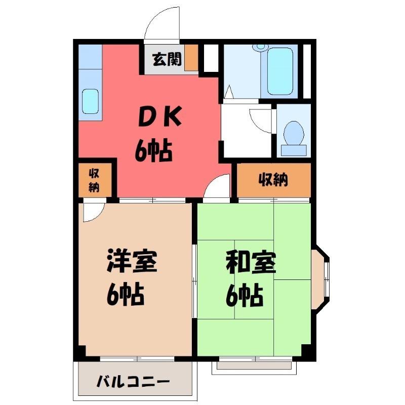 リバーサイドK(2DK/2階)の間取り写真