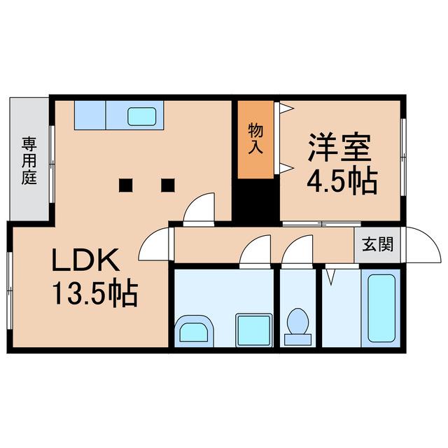リベルテ打越(1LDK/1階)の間取り写真