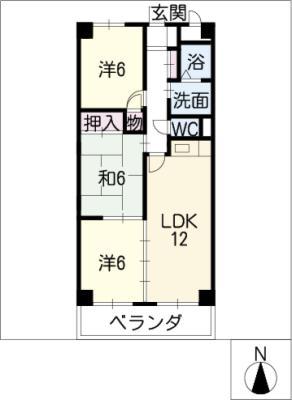 クレアージュ西中島(3LDK/1階)の間取り写真