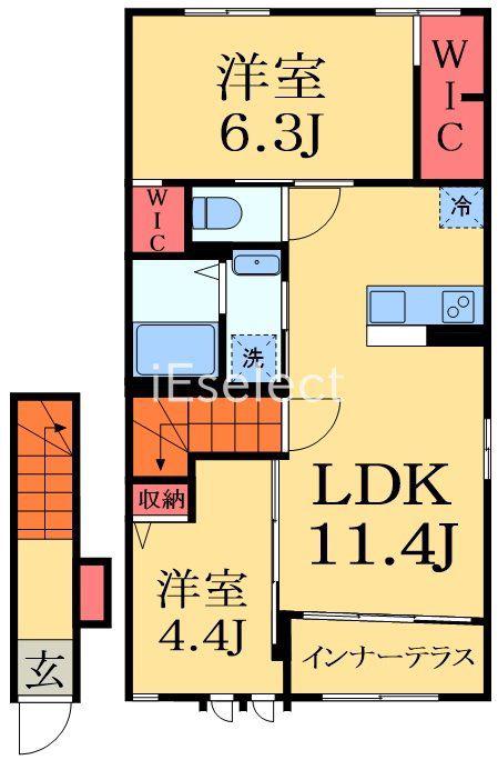 トリアフォス I(2LDK/2階)の間取り写真