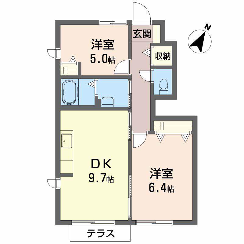 ブランシェ佐藤(2DK/1階)の間取り写真
