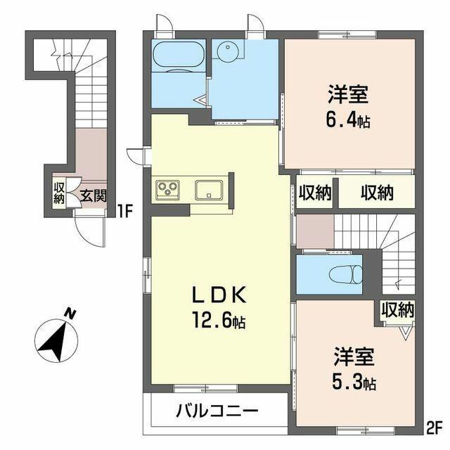 グリーンヴィラ III(2LDK/2階)の間取り写真