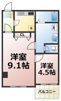 メゾンサンシャイン(2K/5階)の間取り写真