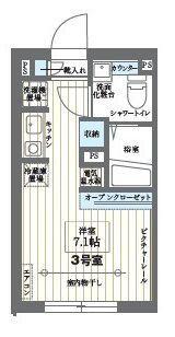 COCOCUBE矢口渡(ワンルーム/1階)の間取り写真