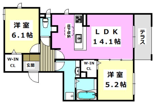 阪急京都線 総持寺駅 徒歩10分 3階建 築4年(2LDK/1階)の間取り写真