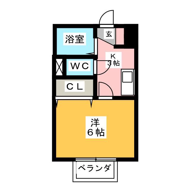 ラフォーレ西之庄(1K/1階)の間取り写真