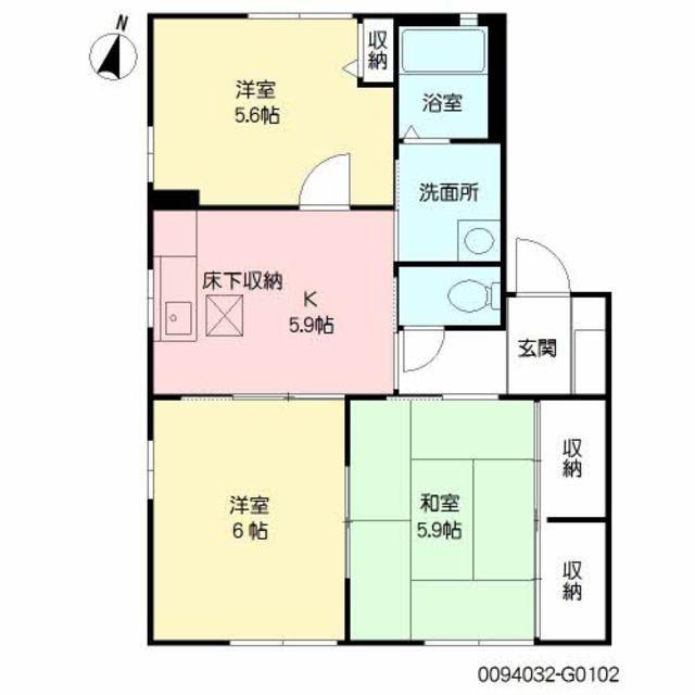 チェリーヒルズ  G棟(3K/1階)の間取り写真