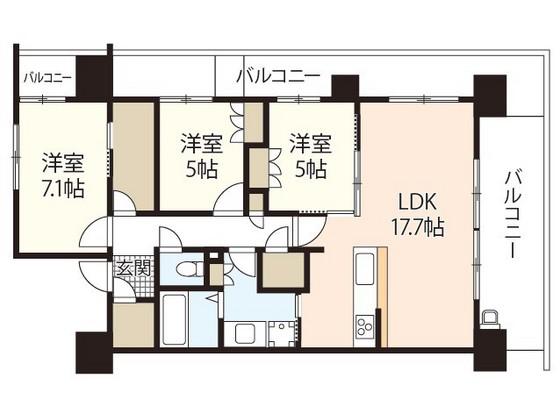 ソシオ西風新都(3LDK/2階)の間取り写真