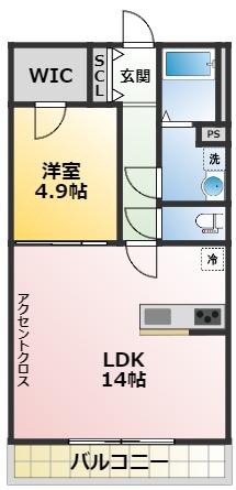 JOUER ECLAT(1LDK/1階)の間取り写真