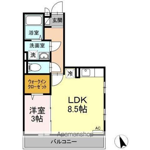 BMC北寺尾(1LDK/2階)の間取り写真
