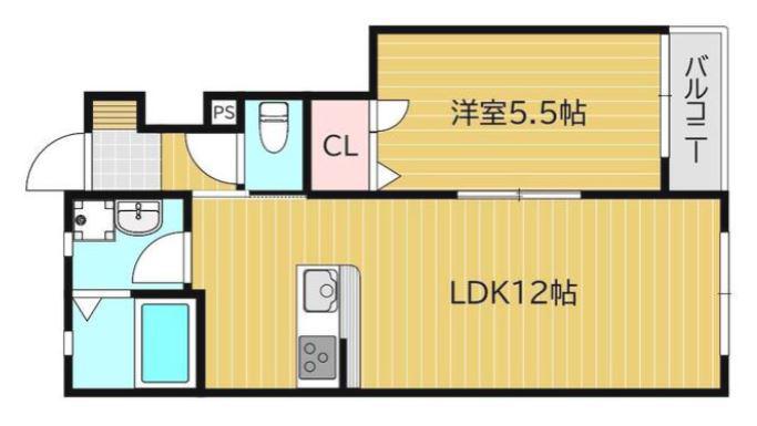 CALM福田 102(1LDK/1階)の間取り写真