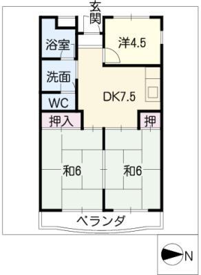 島田プラザ(3DK/1階)の間取り写真