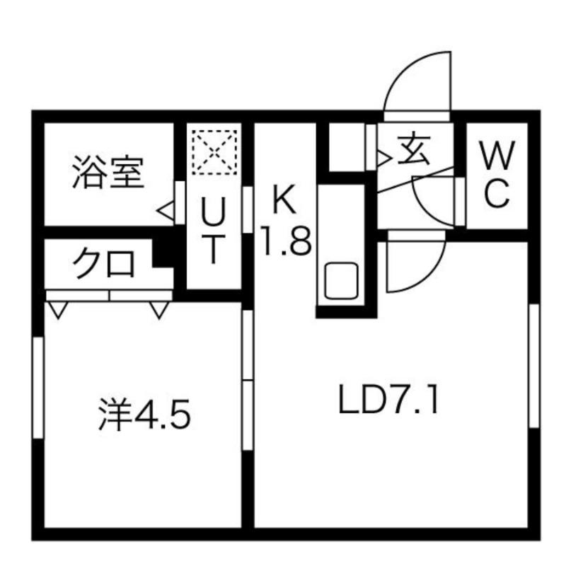ガーデンコート美園(1LDK/1階)の間取り写真
