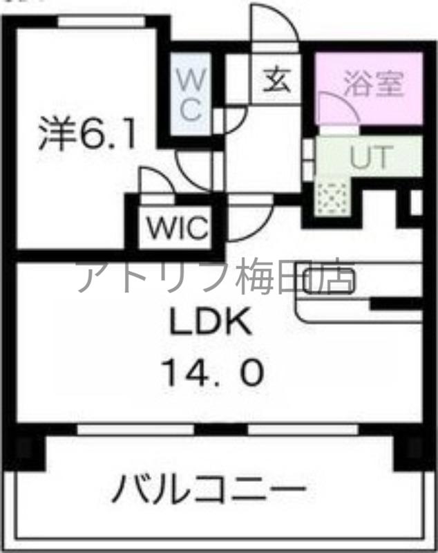 アルグラッド・福島ウエスト(1LDK/13階)の間取り写真