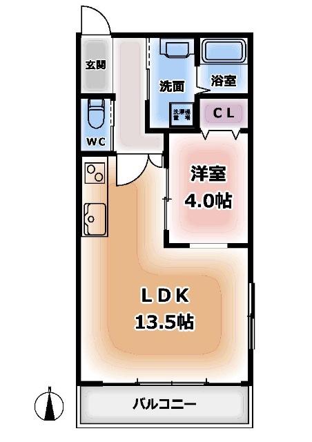 ローズグレイス(1LDK/3階)の間取り写真