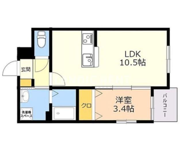 フォレストヒルズ博多(1LDK/2階)の間取り写真