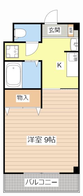 メルベーユ伊勢(1K/1階)の間取り写真