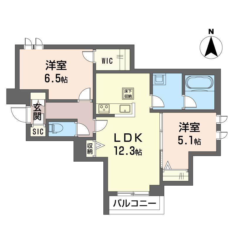 ル シエル ブルー(2LDK/1階)の間取り写真