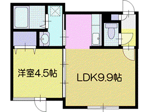 カーサミアI(1LDK/2階)の間取り写真