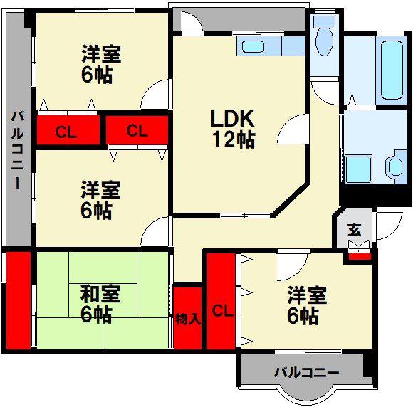 アーベイン川津(4LDK/1階)の間取り写真