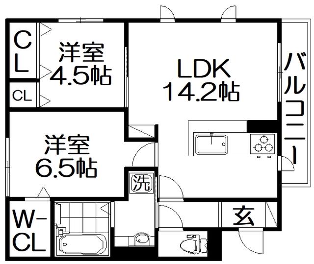 BELLE VILLE 高城(2LDK/3階)の間取り写真