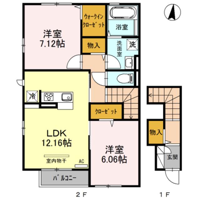 ルピナ A(2LDK/2階)の間取り写真