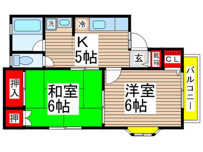 セルリアン花園(2K/1階)の間取り写真