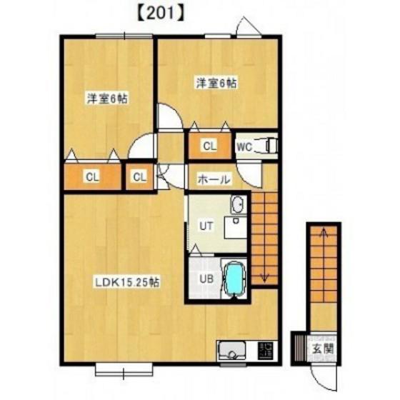 ウインドワード(2LDK/2階)の間取り写真