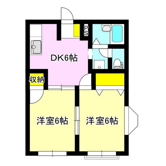 エルディム本郷(2DK/1階)の間取り写真